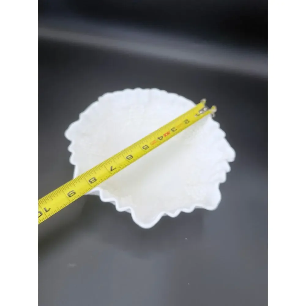 Vintage Westmoreland Paneled Grape Milk Glass 8.5in Ruffled Serving Bowl
